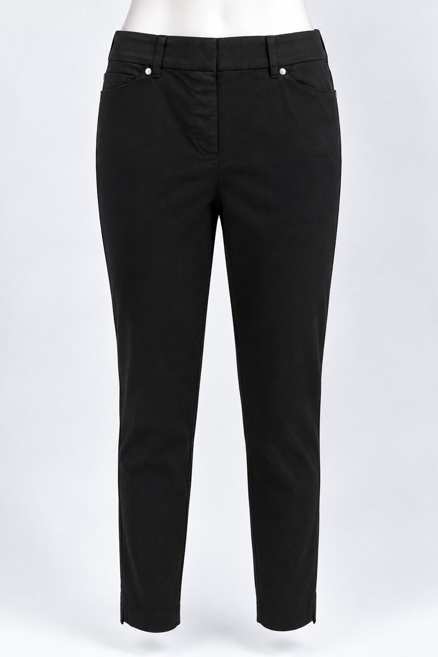 Black Stretch Comfort Waist Slim Ankle Pants Pull On Career Womens Large